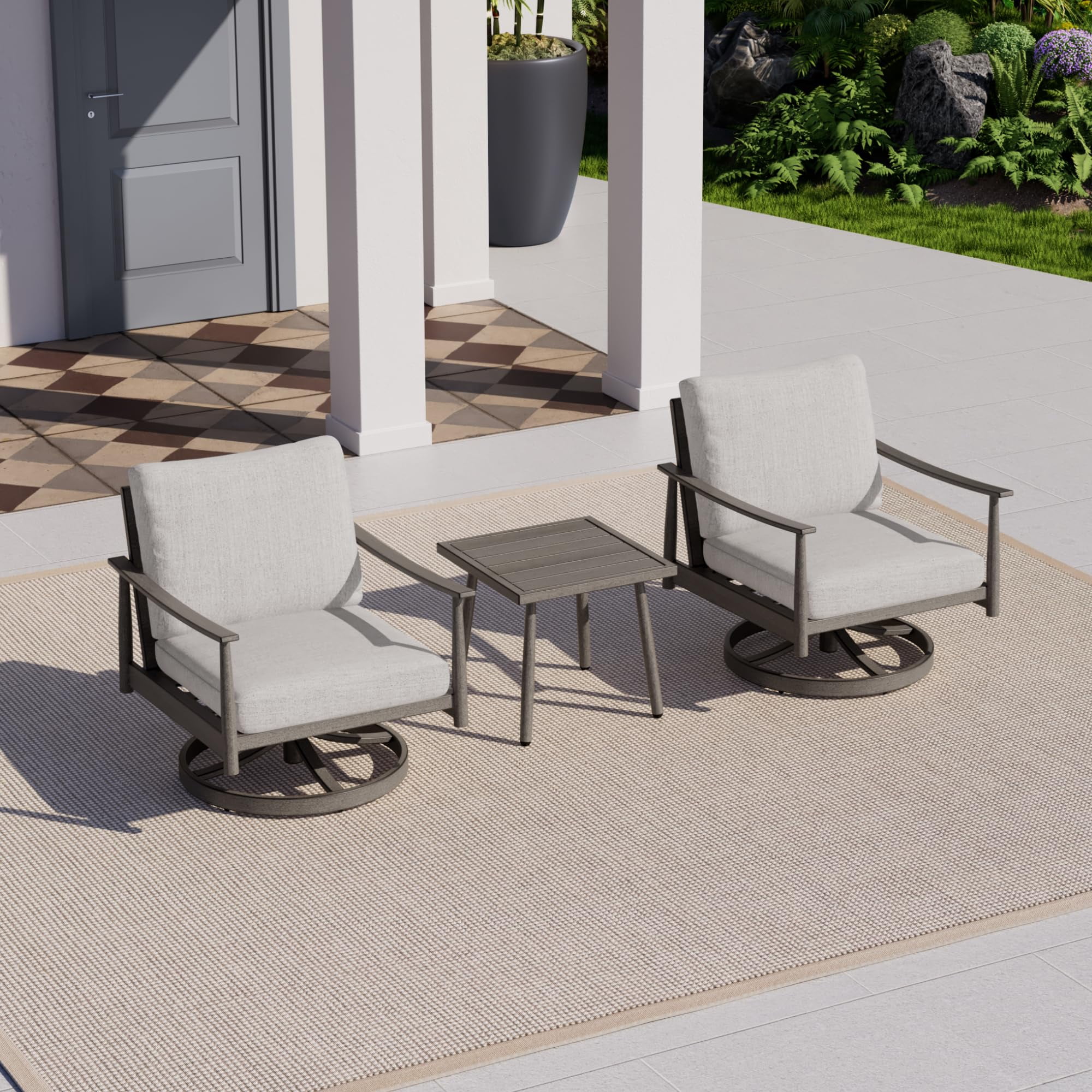 Aluminum Outdoor Side Table Waterproof and Rustproof Square End Table for Patio