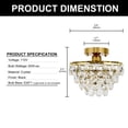 thumbnail image 4 of 1-Light Gold Crystal Ceiling Light Fixture Mini Modern Semi Flush Mount Chandelier Light Fixture for Hallway Bedroom Bathroom Closet,Gold, 4 of 6