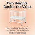 thumbnail image 2 of Foundations Chelsea Compact Clearview Metal Evacuation Crib with 3" Mattress, Adjustable Height, White, 2 of 5