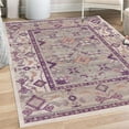thumbnail image 1 of Tribal Area Rug with Non-Slip Backing, Triangles and Flowers Old People Art from the Past Squares Geometric, Quality Carpet for Bedroom and Dorm Room, 5.2' X 7.6', Plum Pearl, by Ambesonne, 1 of 6