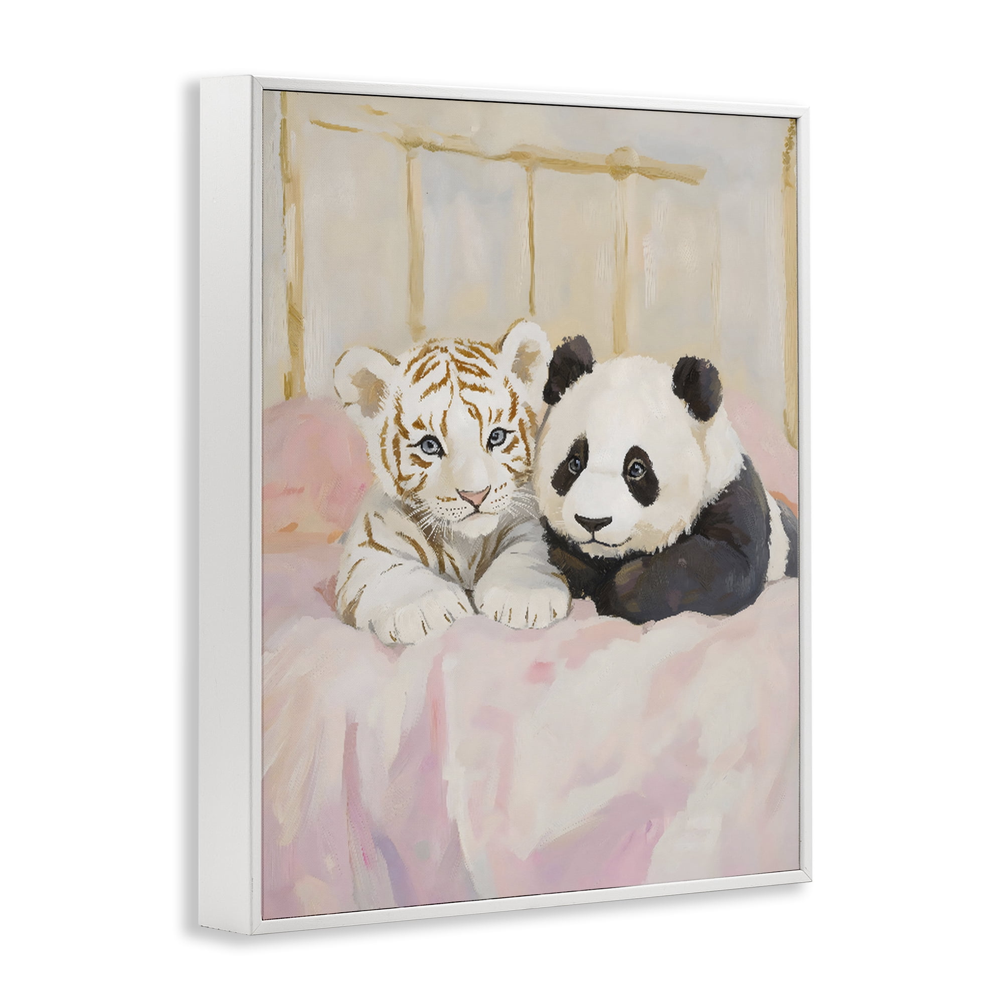 Stupell Industries Baby Panda & Tiger Cuddles White Framed Giclee Art, design by The Prints Vibe