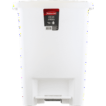 Rubbermaid 8.3 gal Step-on Plastic Kitchen Trash Can, Metallic Garbage Can