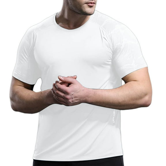 Men's Muscle T-Shirt Raglan Short Sleeve Bodybuilding Gym Tee Lightweight Fashion Workout Summer Clothes (XS, White)