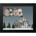 thumbnail image 2 of Fab Funky 14x12 Black Modern Framed Museum Art Print Titled - Christmas Christmas Owl Village, 2 of 5