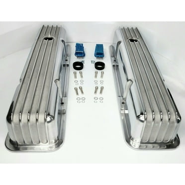 Good Speed Tall Polished Aluminum Finned Valve Covers Compatible with SBC 1958-1986 Chevrolet Small Block Chevy 283 305 327 350 400