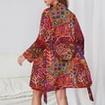thumbnail image 2 of Mola De Panama Turtle Night Robe Long Sleeve V Neck Robe With Belt Women's Sleepwear Dresses, 2 of 9
