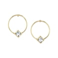 thumbnail image 4 of 1928 Jewelry 14K Gold Dipped Diamond Shape Crystal Hoop Stainless Steel Post Earrings (Pink), 4 of 4