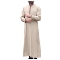 thumbnail image 1 of Robe à Col Montant Brodée Manches Longues Thobe Traditionnel Élégant en Lin Confortable, 1 of 4