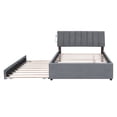 thumbnail image 5 of Full Size Platform Bed with Trundle,Teddy Fleece Upholstered Bed Frame with LED Light and USB Ports,Modern Full Bed for Kids Teens Adults Bedroom,Gray, 5 of 7