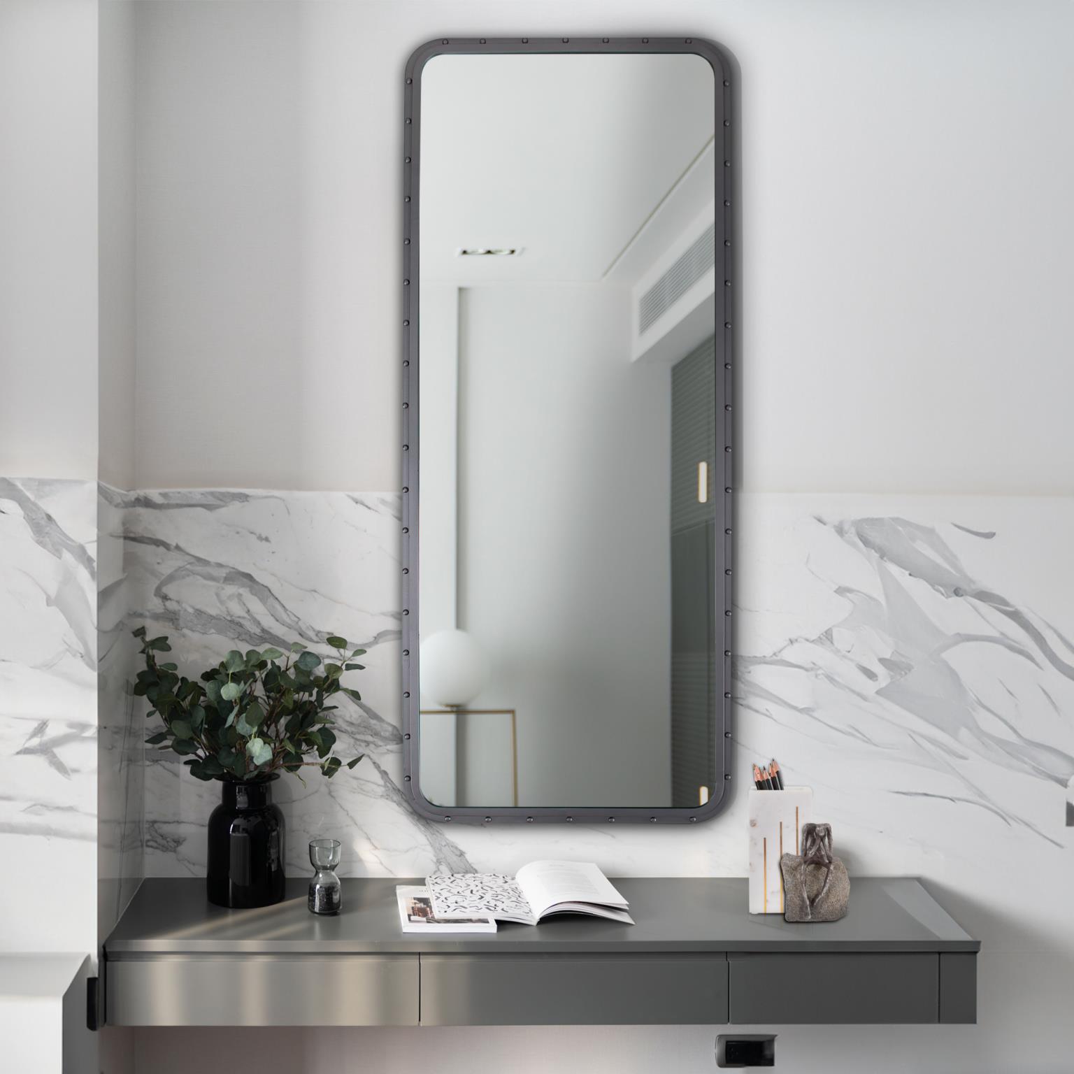 Tyler Dillon Metal Framed Industrial Mirror with Rivet Details