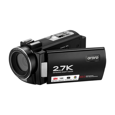 ORDRO AE7 2.7K Video Camera Camcorder 30MP 16X Zoom Vlogging Camera for Youtube IR Night Vision WiFi 3.0'' Touch Screen Digital Camera
