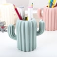 thumbnail image 4 of Portalápices de escritorio rosa, portalápices organizador, bote para brochas de maquillaje, bote para lápices con forma de cactus divertido y creativo para suministros de oficina, tocador, 4 of 5