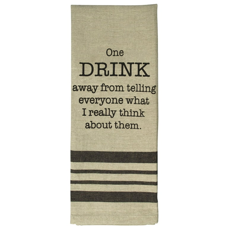 Funny Kitchen Towels, Fun Dish Towels with Wine Alcohol Drink Theme, 5 Flour Sack Towels