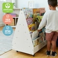 thumbnail image 6 of ECR4Kids Double-Sided Wooden Mobile Book Display and Storage, Montessori Furniture, White Wash, 6 of 9