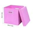 thumbnail image 3 of Foldable Fabric Storage Box with Lid - 11X11X11 Inch Organizer for Car, Closet, Shelf In Blue, Pink, Khaki, 3 of 6