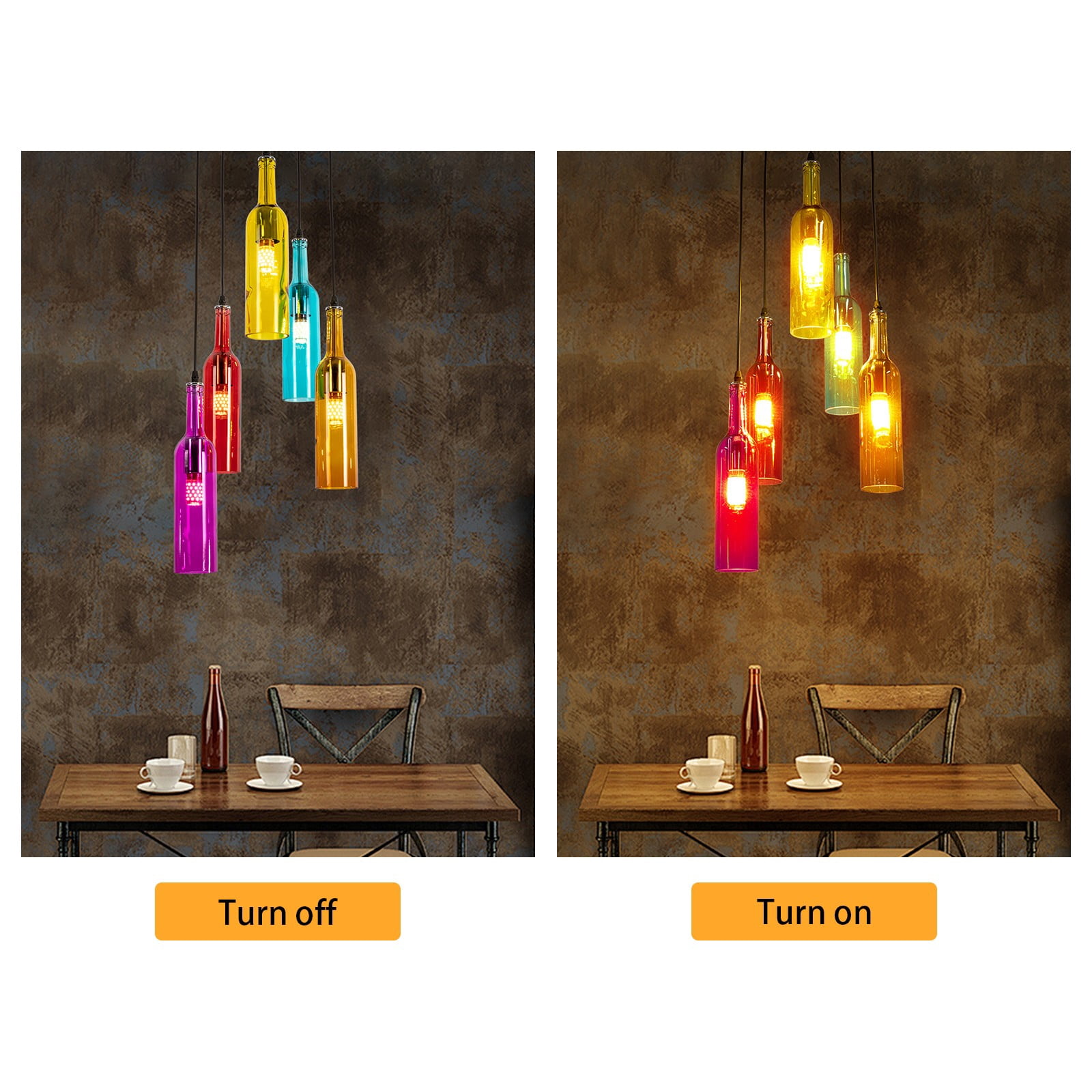 Dining Room Chandelier, Colorful Beer Bottle Decorative Chandelier, 5 Heads Glass Chandelier