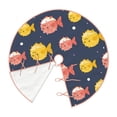 thumbnail image 2 of Daiia Cute Puffer Fish Drawing Merry Christmas Tree Skirt , Xmas Large Lace-up Tree Skirt, Santa Snowflakes Rustic Home Decorations New Year Party Farmhouse Decor-48", 2 of 7