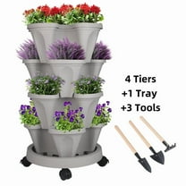 Every Moment Counts Stackable Planter 4-Tier, Vertical Gardening System for Succulents, Herbs & Veggies – Build Your Own Green Oasis Indoors or Outdoors, Easy Assembly Durable Design, Agreeable Gray