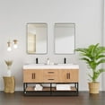 thumbnail image 3 of Bianco 60" Wood Vanity in Light Brown with White Composite Stone Top no Mirror, 3 of 16