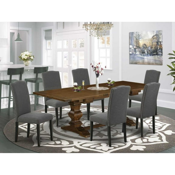 East West Furniture Table Top- Table Pedestal Parson Chairs, LAEN7-81-20