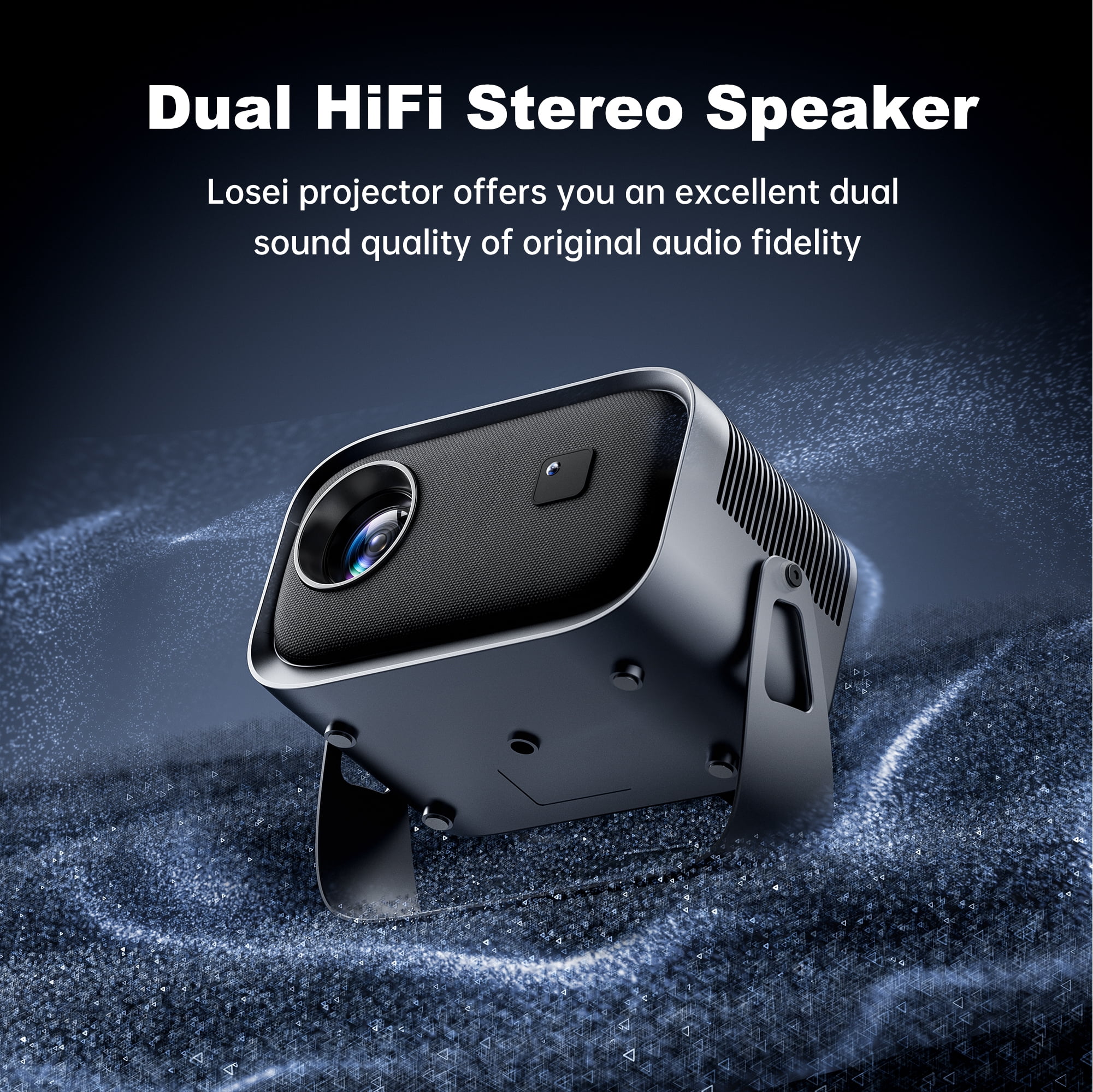 LOSEI Projector Supports 4K resolution Smart Projector Auto Keystone Correction Portable Projector with iOS/Android black