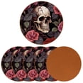 thumbnail image 2 of Rose 6PCS Round Coasters, Microfiber Leather Cup Coasters Set of 6, 11x11 cm/4.3x4.3 in Drink Coasters for Home Decor, 2 of 6
