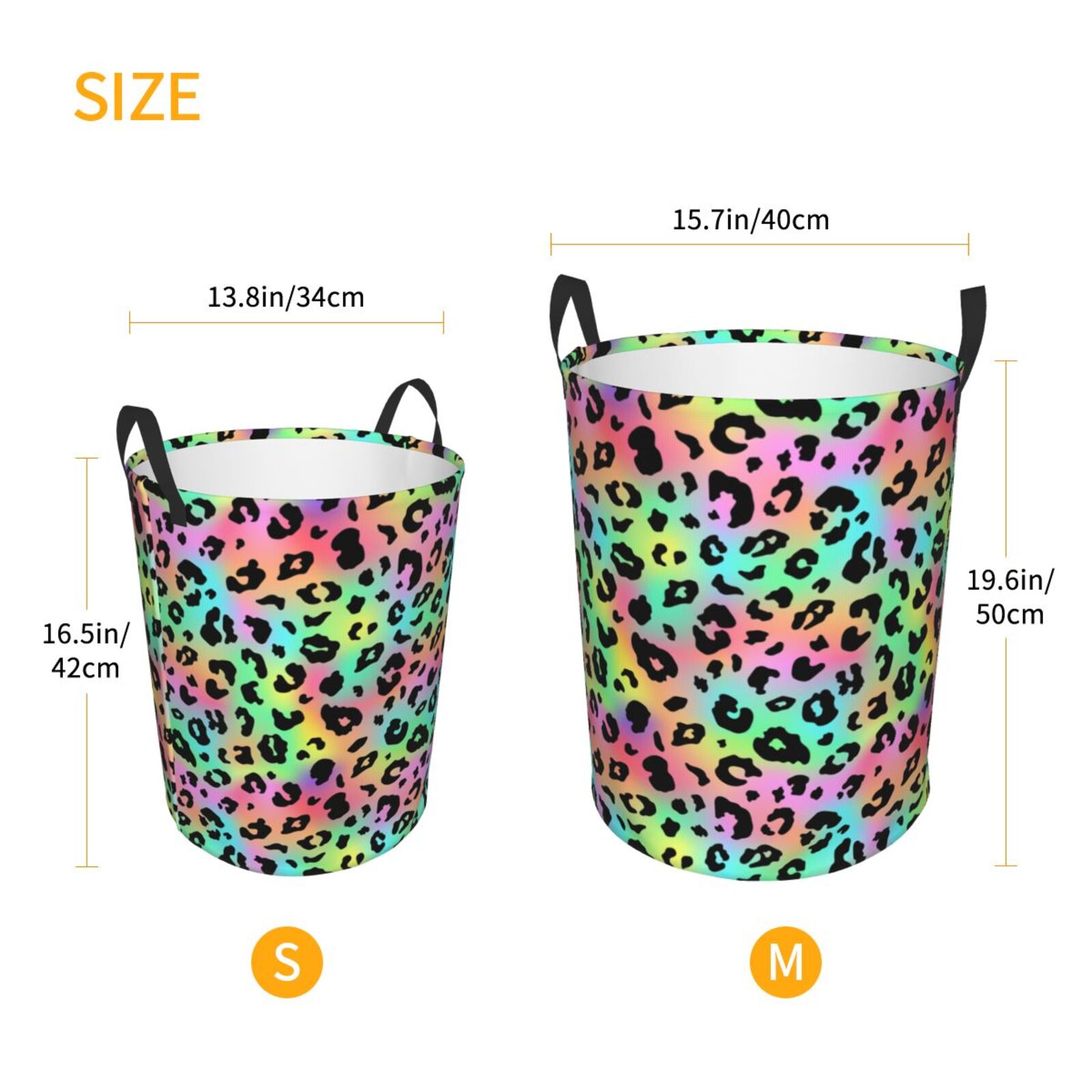 Large Laundry Basket with Handles - Trendy rainbow Leopard cool Kids Baby Dirty Clothes Laundry Hamper for Bedroom Aesthetic