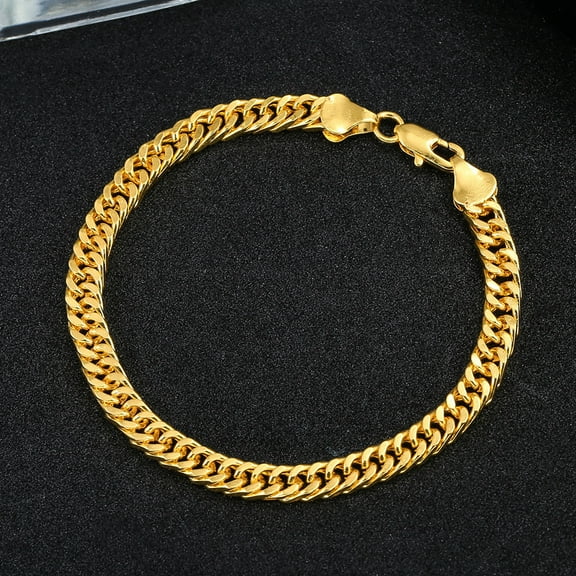 14K Yellow Gold Chain Punk Fashion Cuban Bracelets on Hand Men's And Women's Hip Hop Jewelry Gift