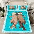 thumbnail image 2 of Erosebridal Cute Otters Bed Sheets Set King Size,Funny Sea Otters Couple Bedding Set for Otter Lovers Bedroom Decor,Lovely Marine Life Flat Fitted Sheet,Cartoon Otters Sheet Set Room Decor,4Pcs, 2 of 5