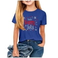 thumbnail image 5 of oelaio 4th of July Shirts Girls Boys Toddler American Flag Shirts Short Sleeve Crew Neck Patriotic Shirts Color Block Memorial Day Gifts Dark Blue 7-8 Years, 5 of 6