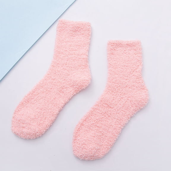 Resicozy Fuzzy Socks for Women Soft Plush Slipper Socks Home Winter Cozy Socks Warm Home Sleeping Thick Socks Solid Color Winter Lounge Socks Pink