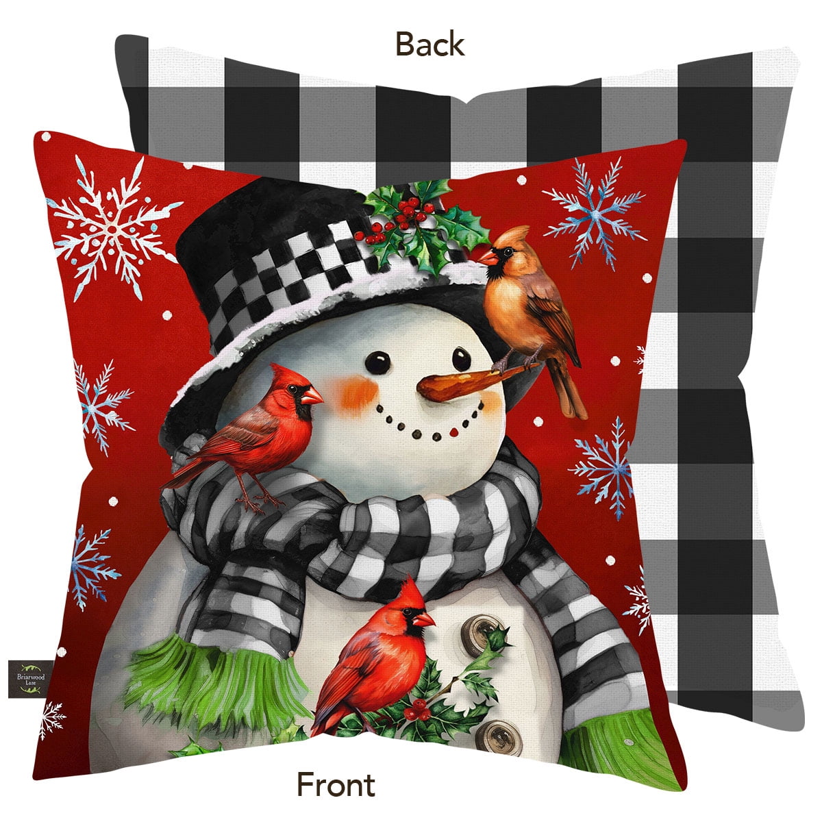 Briarwood Lane Winter Indoor/Outdoor Pillow 17x17 Snowman With Cardinals For Winter Pillow