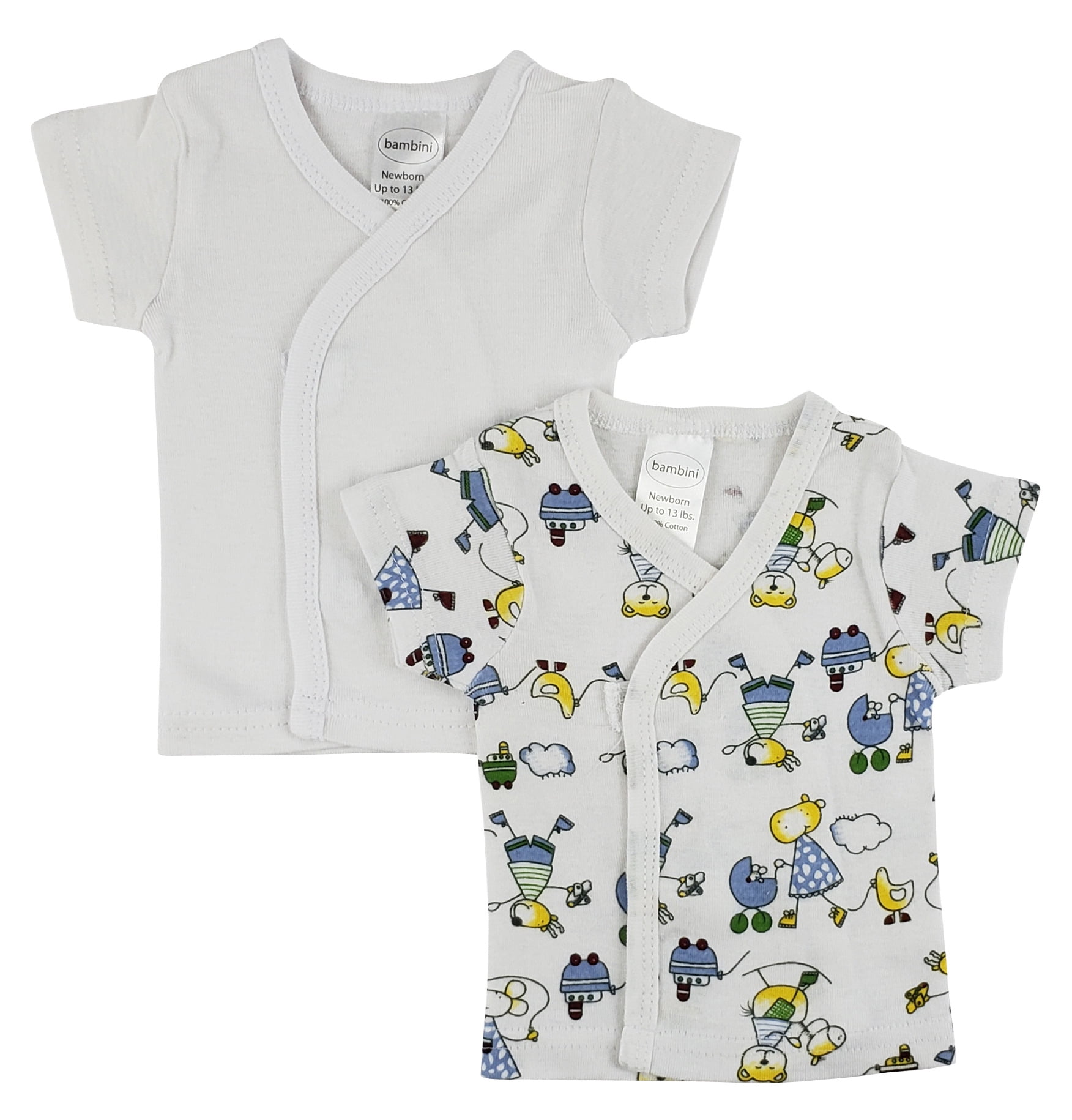Bambini Newborn Boys Clothes Pastel Variety 3 Pack Long Sleeve Lap T-shirts Cute