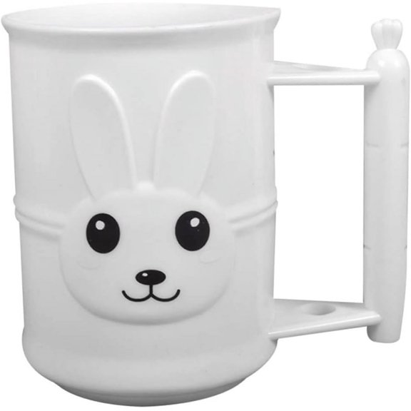 HUGFEGWE White Plastic Toothbrush Cup Toothpaste Holder Rabbit White U2537-9098