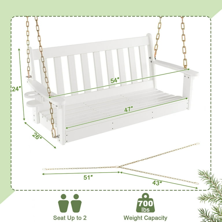 Gymax 54'' HDPE Outdoor Patio Porch Swing Chair for Adults