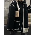 thumbnail image 2 of Abrigo con bufanda para mujer, chaqueta holgada de manga larga con botonadura única, a la moda, cálida, para otoño e invierno, 2023, 2 of 4