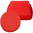 thumbnail image 2 of Set of 2, Silicone Cake Baking Pan, SourceTon Square Shape 8.5 Inch Cake Mold and 9 Inch Round Shape Non-Stick Bakeware Mold, Red, 2 of 9