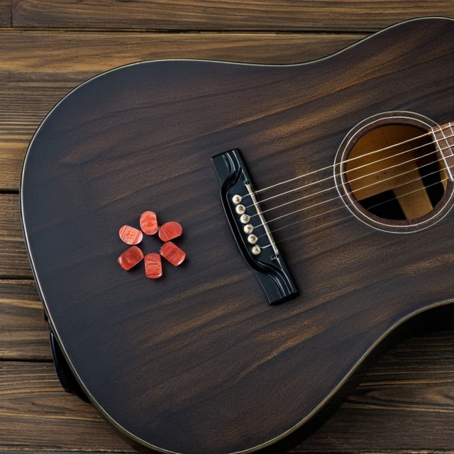 OUNONA 6 Pcs Piquets de Réglage de Guitare de Remplacement Ovales en Résine pour Guitares Acoustiques Design Rouge