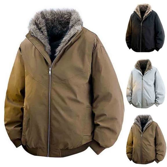 Zedker Men's Winter Jacket Sherpa Lined Bomber Jacket Heavy Duty Warm Fleece Coat for Men with Zipper Pockets Black L