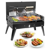 Portable Charcoal Grill BBQ - Foldable Suitcase Grill for Outdoor Cooking, Camping, Picnics - 16.7x10x17.7in