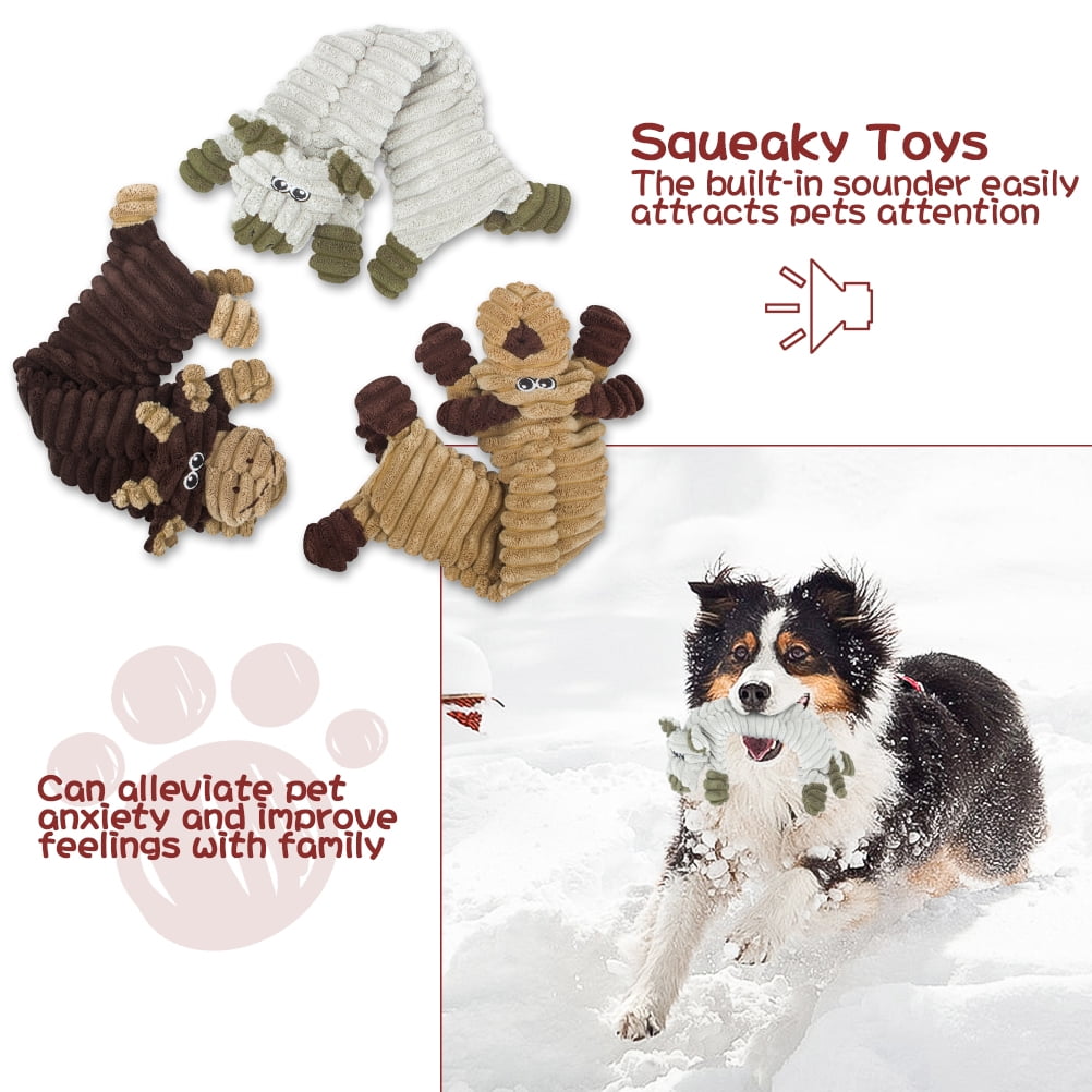 Kepooman 3 Pcs Dog Chew Toy for Teething Chewing and Playtime, No Stuffing Plush Animal Dog Squeaky Toy, Multi-color Kepooman 3 Pcs Dog Chew Toy for Teething Chewing and Playtime, No Stuffing Plush Animal Dog Squeaky Toy, Multi-color