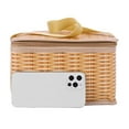 thumbnail image 3 of Yucurem Portable Wicker Rattan Picnic Bag, Outdoor Waterproof Food Container Basket, Tableware Food Container (A), 3 of 10