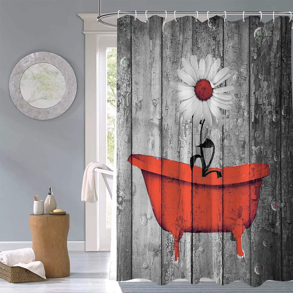 Classic Door Fabric Shower Curtain Set Waterproof 71X71" Polyester Sheer Bath 