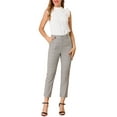 thumbnail image 2 of INSPIRE CHIC Women's High Waist Elastic Back Ankle Length WorkPants L Light Brown, 2 of 7
