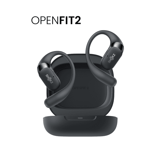 New Shokz OpenFit 2 - Open-Ear Wireless Bluetooth Headphones - Premium DualBoost™ Audio and Deep Bass - Earhook Earbuds with Built-In Smart Microphone - Comfortable, Sweat Resistant Earphones, Black
