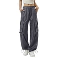 thumbnail image 3 of Cutuoiiu Womens Solid Color Cargo Pants Multiple Pockets Drawstring Waist Breathable Sports Trousers Gifts, 3 of 6