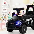 thumbnail image 3 of OLAKIDS Ride On Push Police Car, Toddler Foot-to-Floor Sliding Toy with Siren, Steering Wheel, Megaphone, Horn, Headlights, Under Seat Storage, Kids Racer Walking Gift for Boys Girls 3+ (Black), 3 of 6