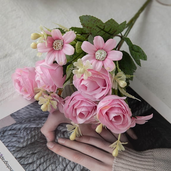 Zenithome Lifelike Artificial Flowers for Wedding Home Decor - Handheld Bouquet, Wall & Centerpiece Decor - Vibrant Faux Floral Arrangement for Party, Office, Garden (Vase Not Included)