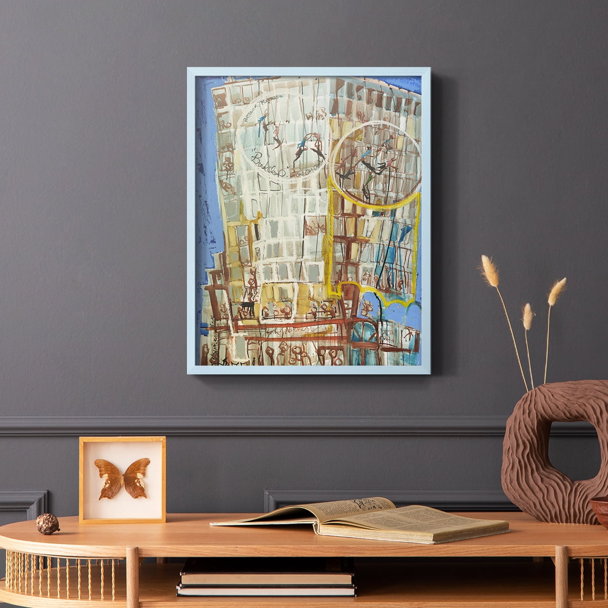 Bandaloo I Framed Print in Blue Solid Wood Framed Print No Nail Hanging