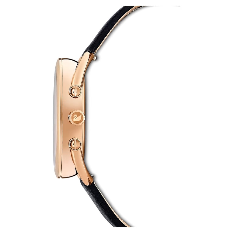 Swarovski Crystalline Glam Watch - Leather strap - Black 